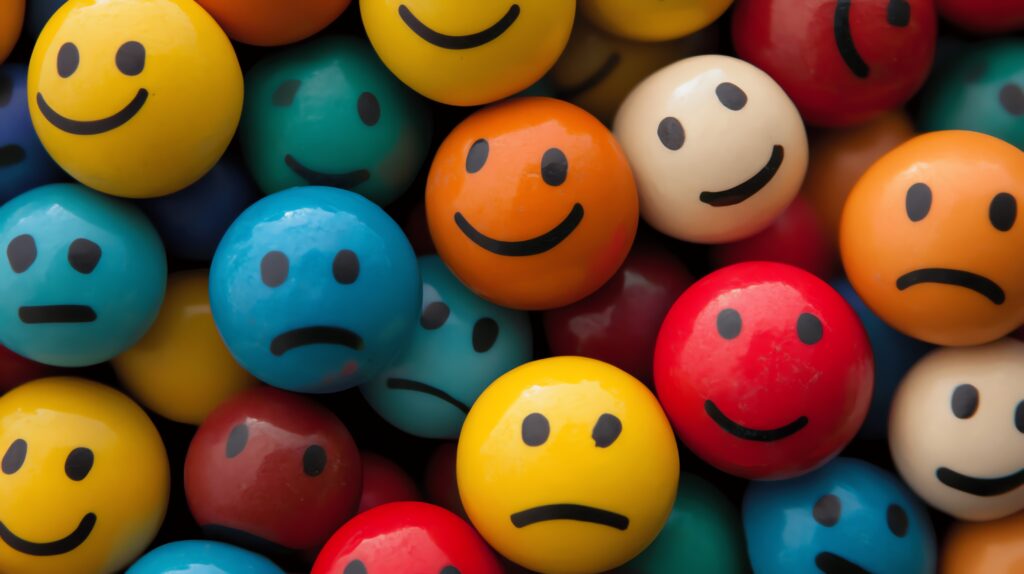 Image of smiley faces on buttons